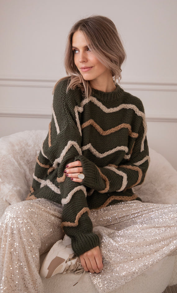 Woolly Waves Khaki - Sweater