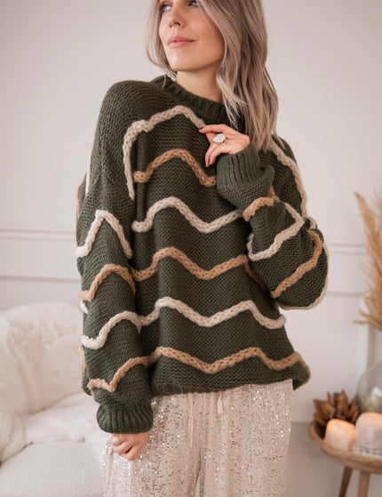 Woolly Waves Khaki - Sweater