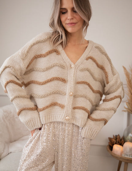 Strickjacke - Woolly Waves - Cream