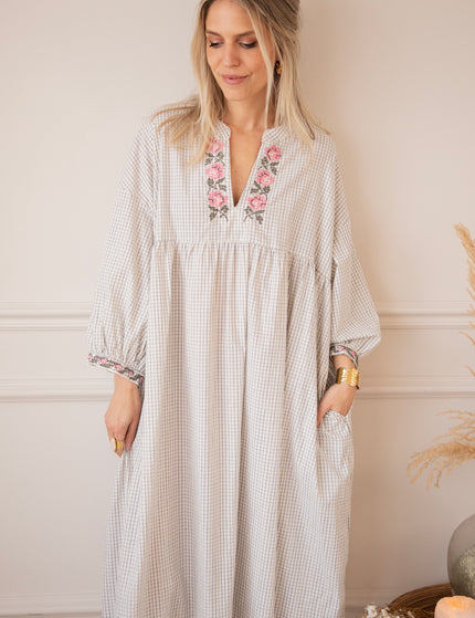 Grid & Grow Dark Blue - Maxi Jurk