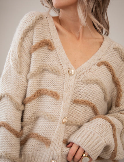 Strickjacke - Woolly Waves - Cream