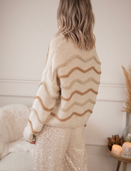 Strickjacke - Woolly Waves - Cream