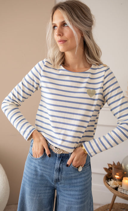 Beating Heart Stripes Blue - Longsleeve