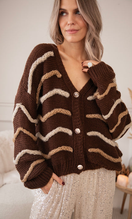 Woolly Waves Choco - Cardigan