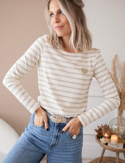 Beating Heart Stripes Grey - Longsleeve