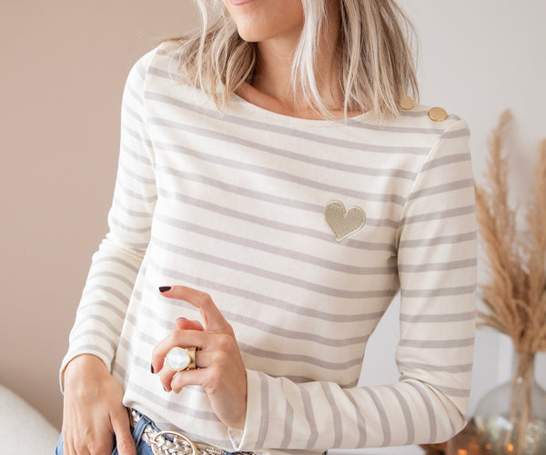 Beating Heart Stripes Grey - Longsleeve