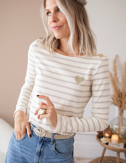 Beating Heart Stripes Grey - Longsleeve