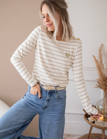 Beating Heart Stripes Grey - Longsleeve