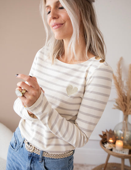 Beating Heart Stripes Grey - Longsleeve