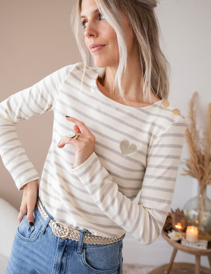 Beating Heart Stripes Grey - Longsleeve