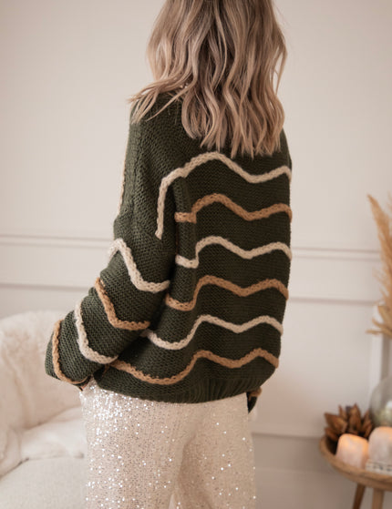 Woolly Waves Khaki - Cardigan