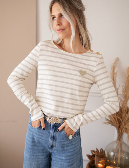 Beating Heart Stripes Grey - Longsleeve