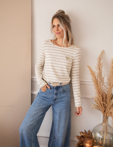 Beating Heart Stripes Grey - Longsleeve