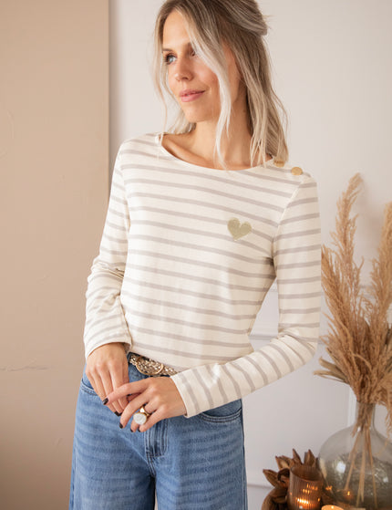 Beating Heart Stripes Grey - Longsleeve