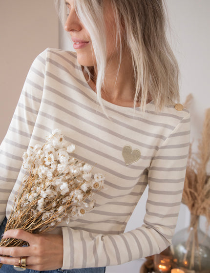 Beating Heart Stripes Grey - Longsleeve