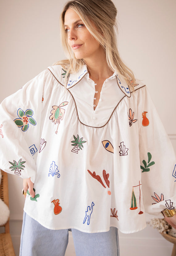 Oriental Escape White - Blouse