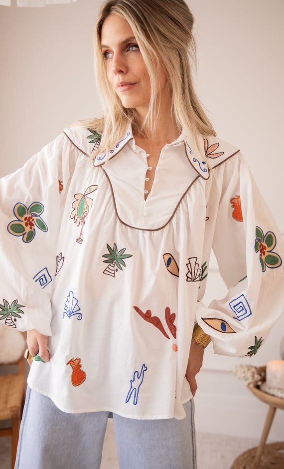 Bluse - Oriental Escape - Weiß