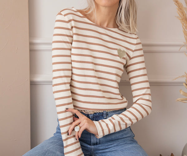 Beating Heart Stripes Brown - Longsleeve
