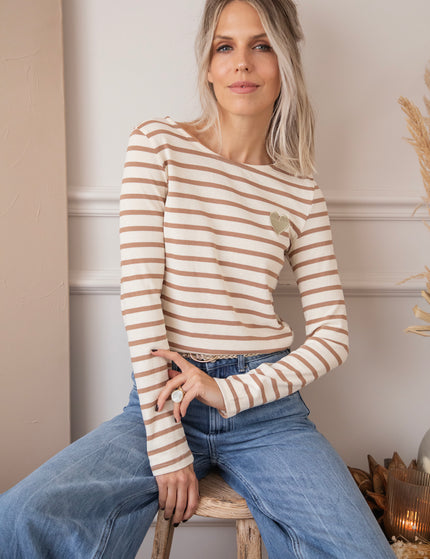 Beating Heart Stripes Brown - Longsleeve