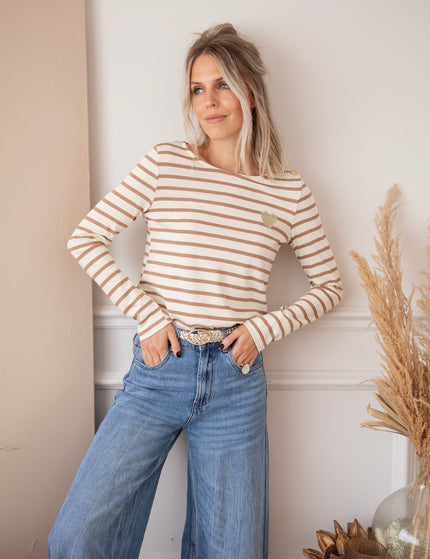 Beating Heart Stripes Brown - Longsleeve