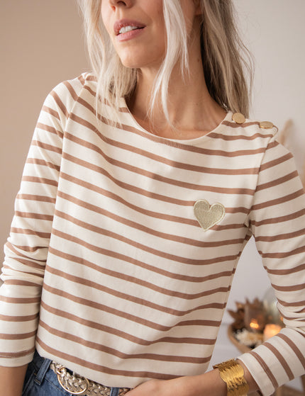 Beating Heart Stripes Brown - Longsleeve