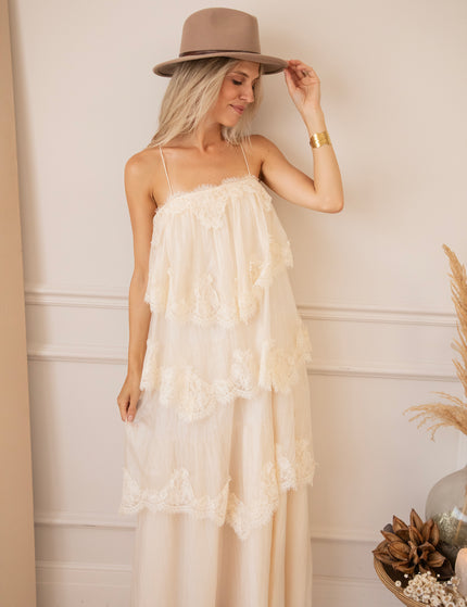 Layers Of Lace Beige - Maxi Jurk