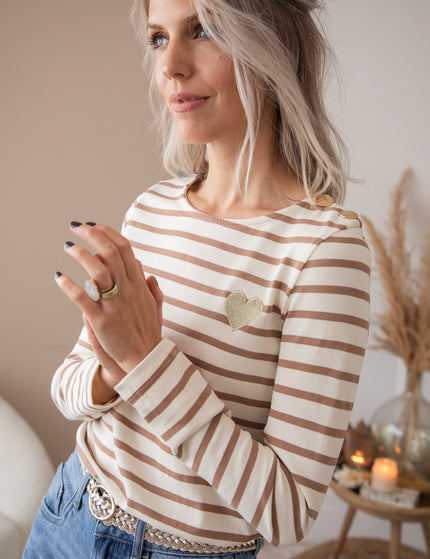Beating Heart Stripes Brown - Longsleeve