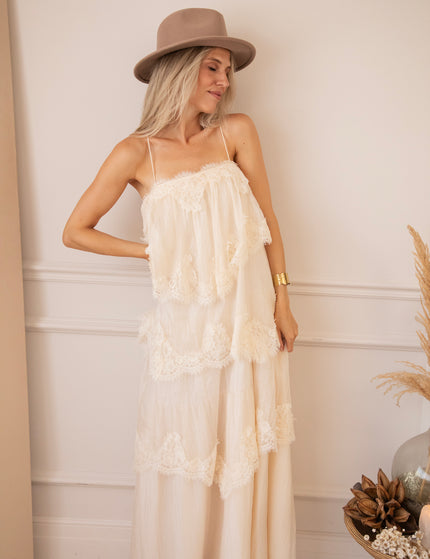 Layers Of Lace Beige - Maxi Jurk