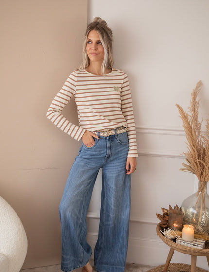 Beating Heart Stripes Brown - Longsleeve