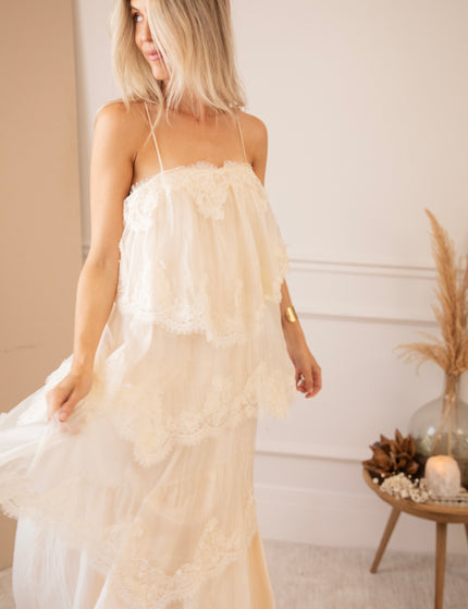 Layers Of Lace Beige - Maxi Jurk