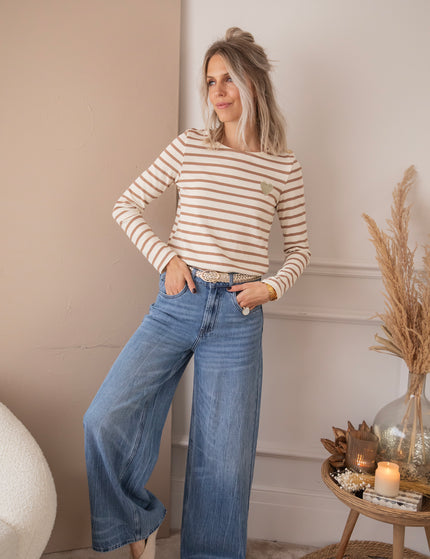 Beating Heart Stripes Brown - Longsleeve