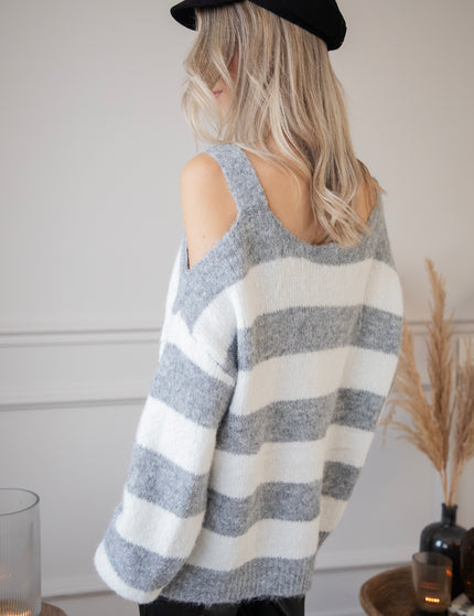 Soul Full Of Stripes Grey/White - Trui