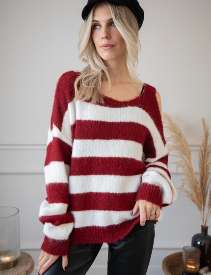 Soul Full Of Stripes Burgundy/White - Trui