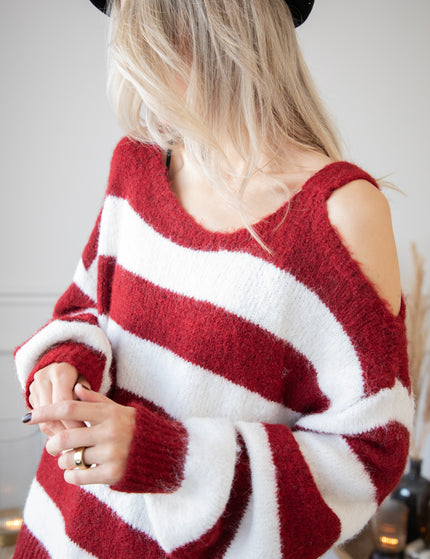 Soul Full Of Stripes Burgundy/White - Trui