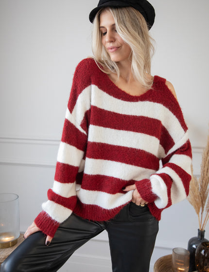 Soul Full Of Stripes Burgundy/White - Trui