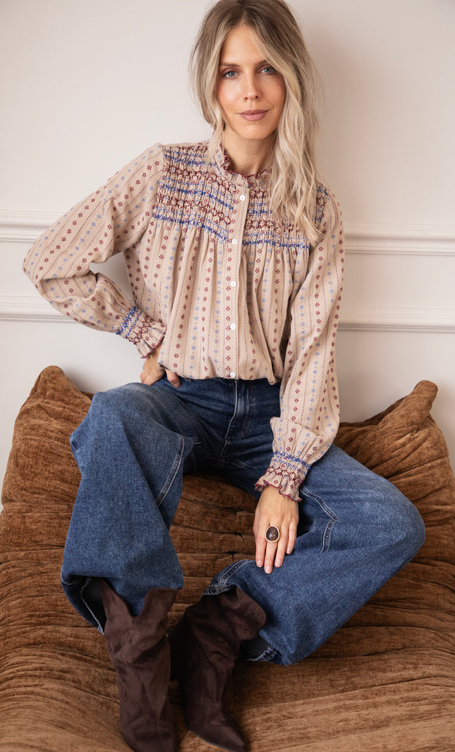 Stitched Poetry Taupe - Blouse