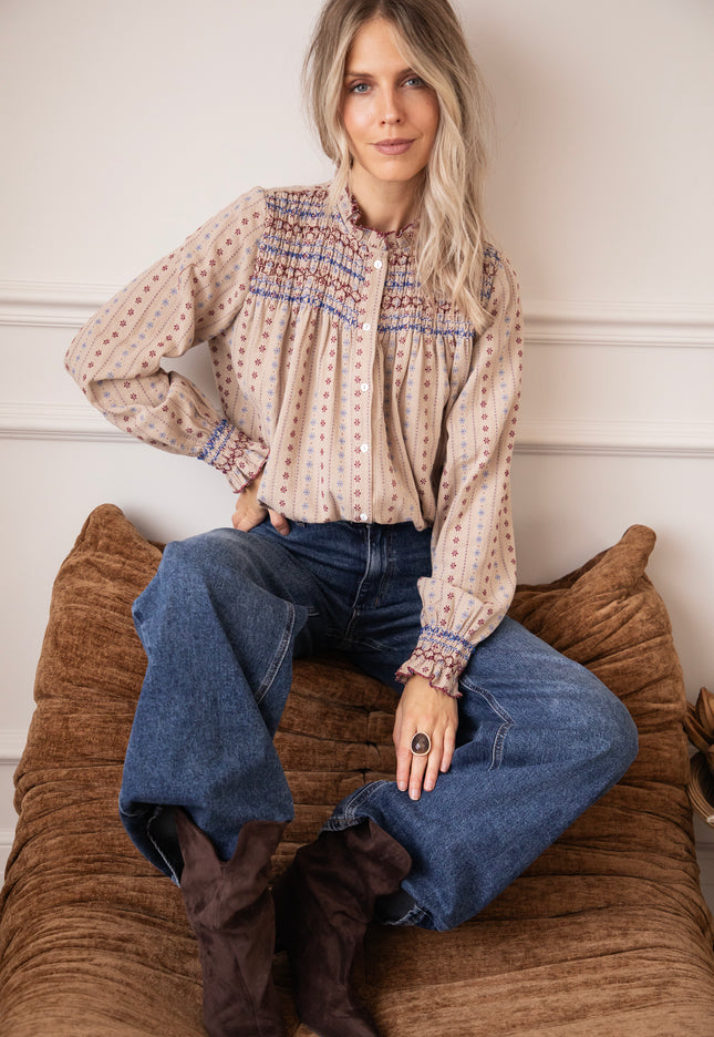 Stitched Poetry Taupe - Blouse