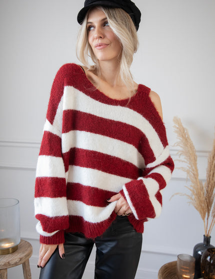 Soul Full Of Stripes Burgundy/White - Trui