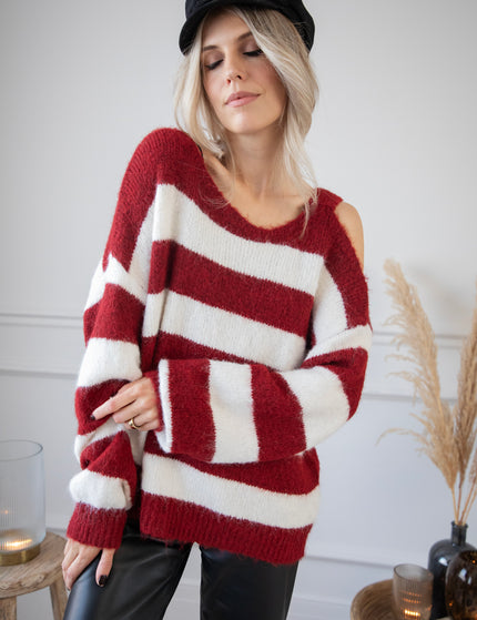 Soul Full Of Stripes Burgundy/White - Trui