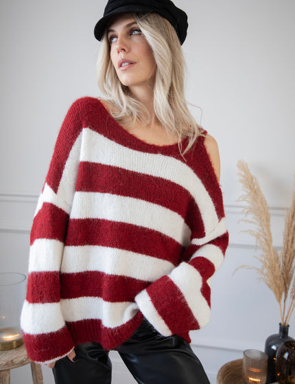 Soul Full Of Stripes Burgundy/White - Trui