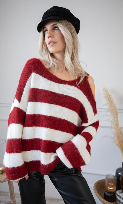 Soul Full Of Stripes Burgundy/White - Trui