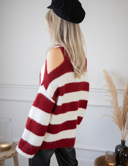 Soul Full Of Stripes Burgundy/White - Trui