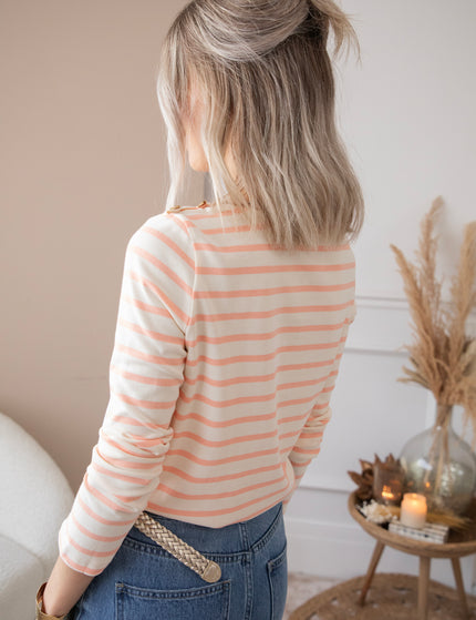 Langarmshirt - Beating Heart Stripes - Koralle