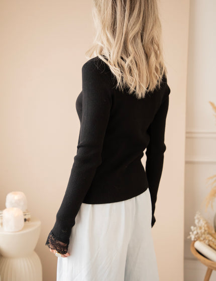 Langarmshirt - Elsie Laced - Schwarz