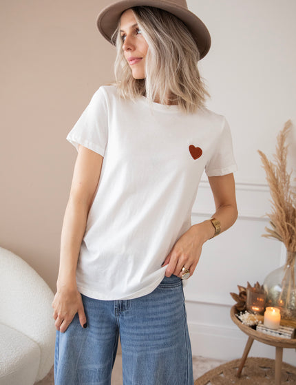 Beating Heart White/Brown - T-Shirt