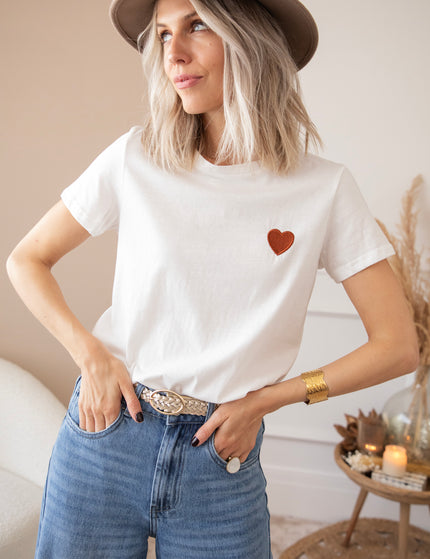 Beating Heart White/Brown - T-Shirt