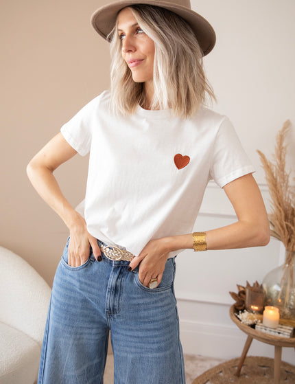 Beating Heart White/Brown - T-Shirt