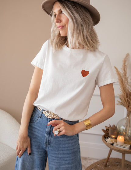 Beating Heart White/Brown - T-Shirt