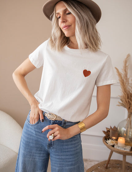 Beating Heart White/Brown - T-Shirt