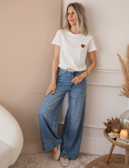 Beating Heart White/Brown - T-Shirt